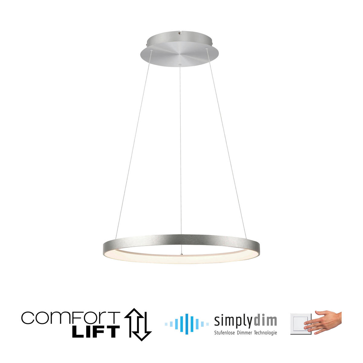LED FÜGGESZTÉK - alumínium színű, Design, műanyag/fém (57/200/200cm)