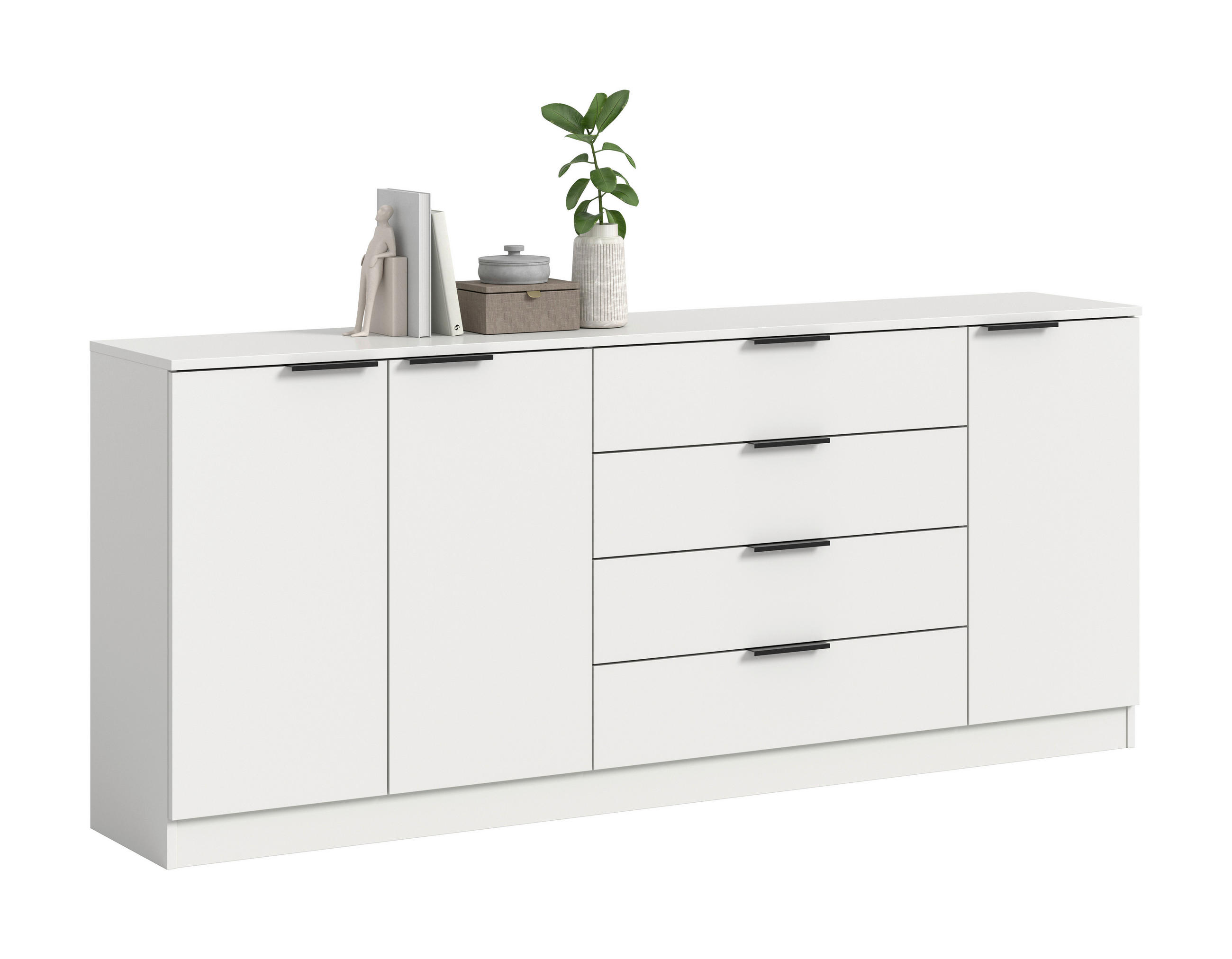 KOMMODE  in 185/80/35 cm  - Schwarz/Weiß, Design, Holzwerkstoff/Kunststoff (185/80/35cm) - Livetastic