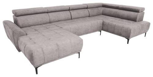 WOHNLANDSCHAFT Beige Velours  - Beige/Schwarz, Design, Textil/Metall (172/340/191cm) - Stylife