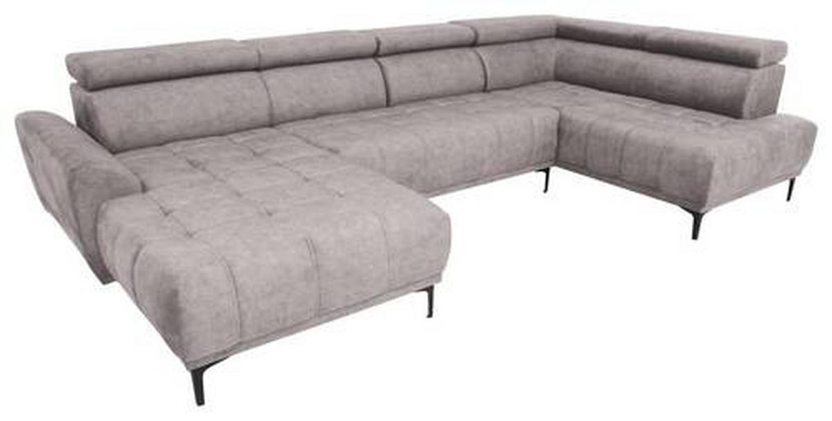 WOHNLANDSCHAFT in Velours Beige  - Beige/Schwarz, Design, Textil/Metall (172/340/191cm) - Stylife
