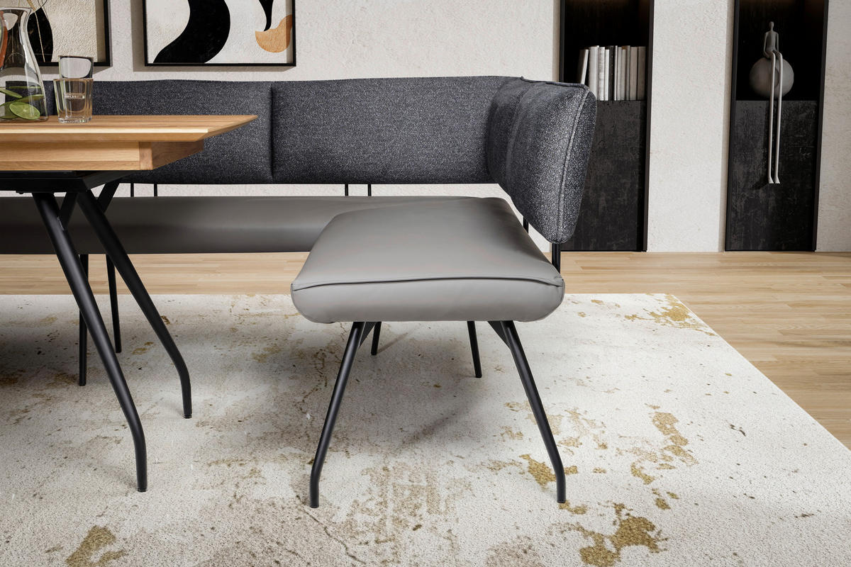 ECKBANK Metall, Textil Anthrazit  - Anthrazit/Schwarz, Design, Textil/Metall (255/205cm) - Moderano