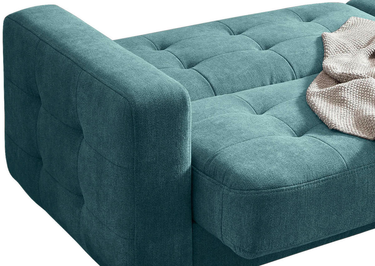 SCHLAFSOFA in Mikrovelours Grün  - Schlammfarben/Eichefarben, Modern, Holz/Holzwerkstoff (222/86/90cm) - MID.YOU