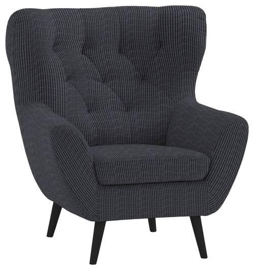 SESSEL in Cord Anthrazit  - Anthrazit/Schwarz, Design, Holz/Textil (87/101/95cm) - Stylife