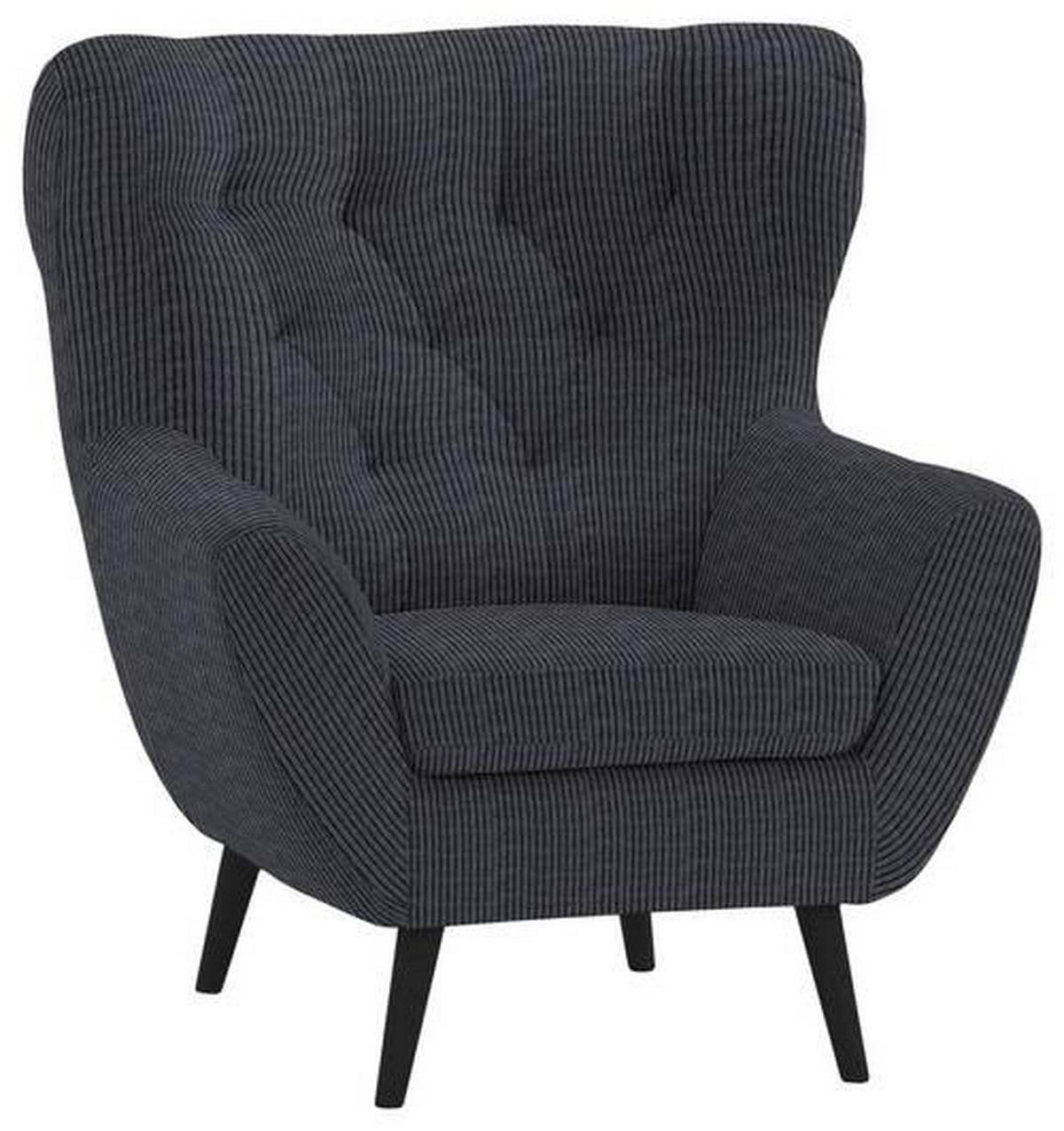 SESSEL in Cord Anthrazit  - Anthrazit/Schwarz, Design, Holz/Textil (87/101/95cm) - Stylife