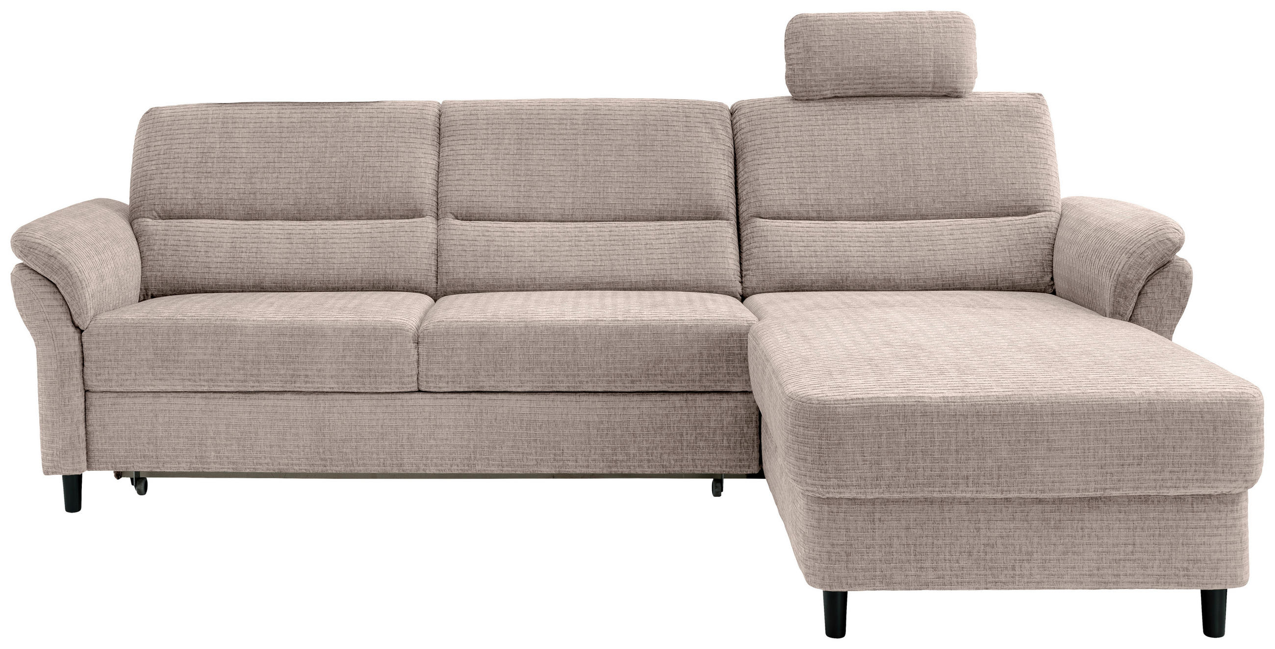 ECKSOFA Beige Mikrofaser  - Beige/Schwarz, MODERN, Holz/Textil (279/176cm) - Livetastic