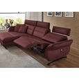 ECKSOFA in Echtleder Bordeaux  169/298 cm  - Bordeaux/Schwarz, Design, Leder/Metall (169/298cm) - Dieter Knoll