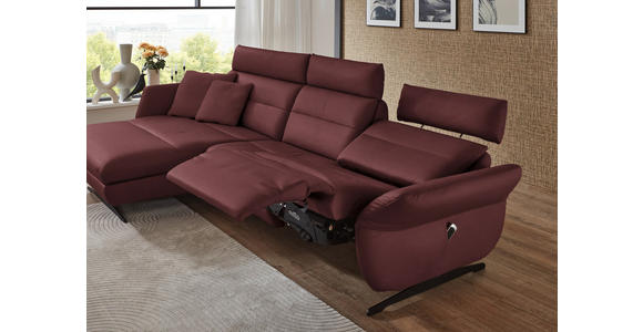 ECKSOFA in Echtleder Bordeaux  169/298 cm  - Bordeaux/Schwarz, Design, Leder/Metall (169/298cm) - Dieter Knoll
