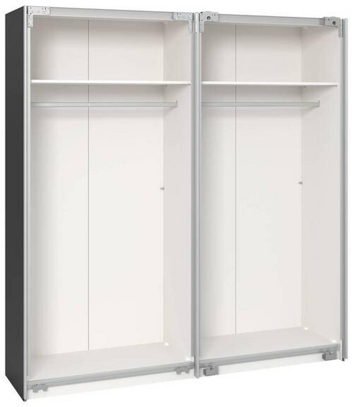 SCHWEBETÜRENSCHRANK 203/195/65 cm 2-türig Anthrazit, Schwarz  - Edelstahlfarben/Anthrazit, Design, Holzwerkstoff (203/195/65cm) - Boxxx