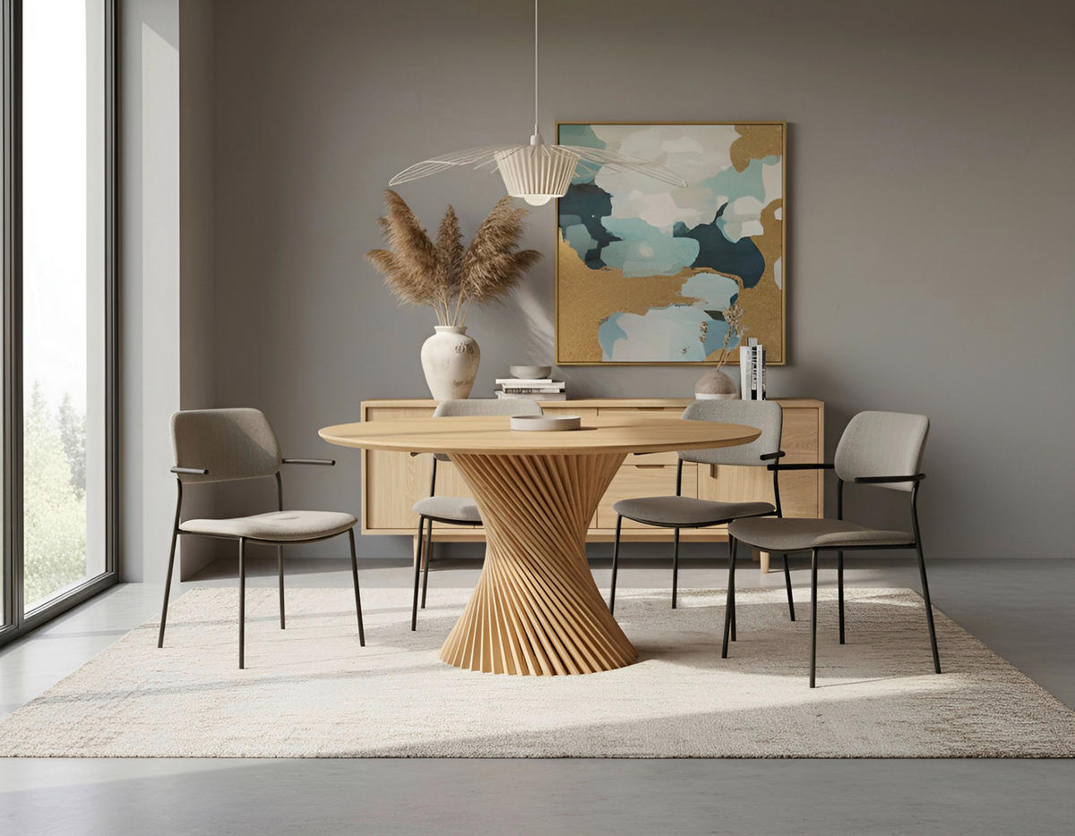 ESSTISCH 130/130/76 cm Echtholz  Holz rund Akaziefarben  - Akaziefarben, Design, Holz (130/130/76cm) - Landscape