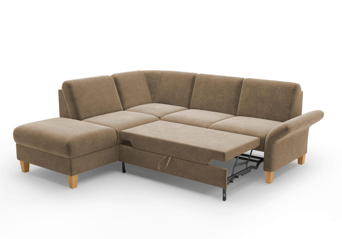 ECKSOFA ROCHELLE E Hellbraun Flachgewebe  - Hellbraun/Eichefarben, KONVENTIONELL, Holz/Textil (216/240cm) - Sit & More
