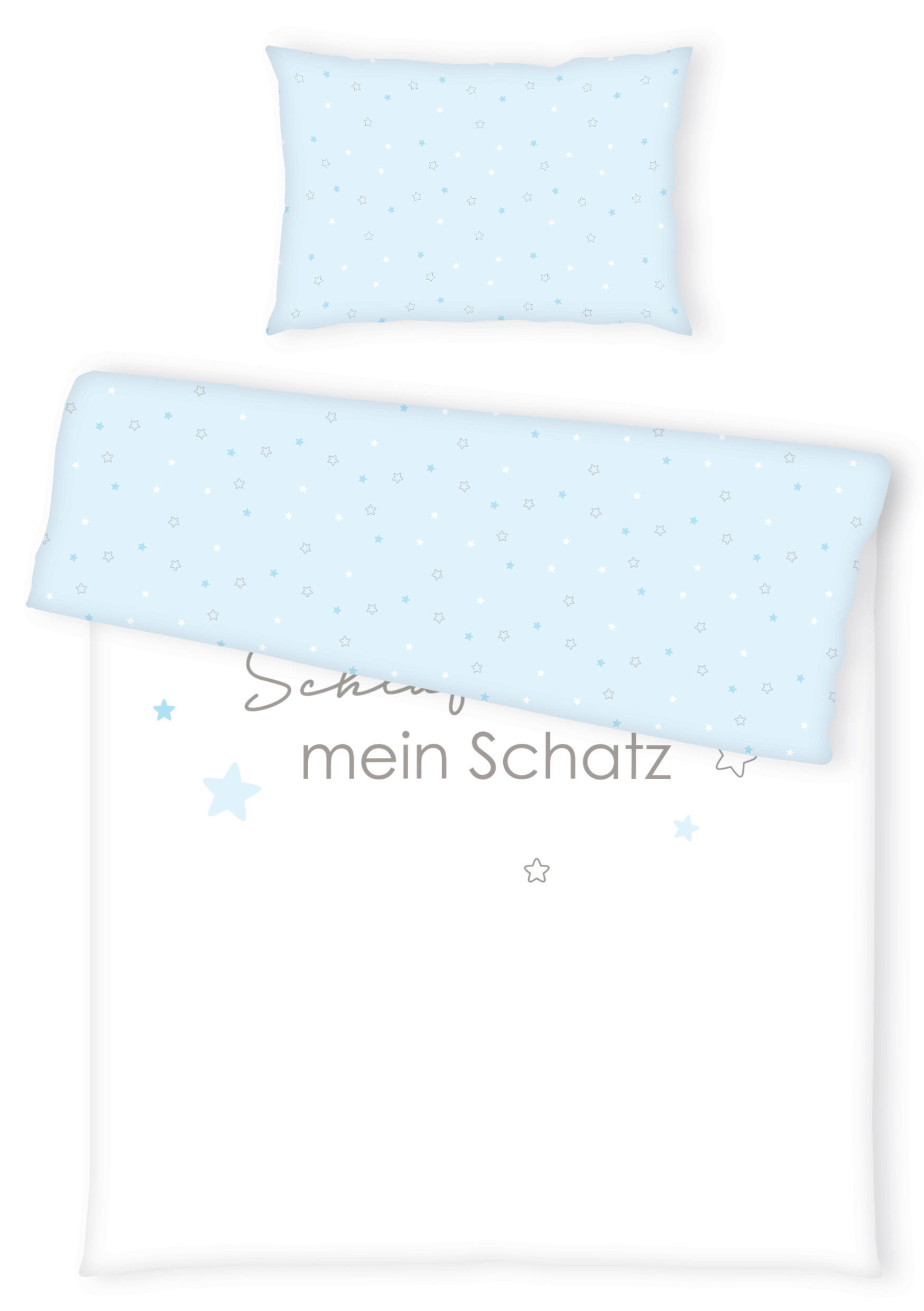 BABYBETTWÄSCHE 100/135 cm  - Blau/Weiß, KONVENTIONELL, Textil (100/135cm)