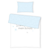 BABYBETTWÄSCHE 100/135 cm  - Blau/Weiß, KONVENTIONELL, Textil (100/135cm)