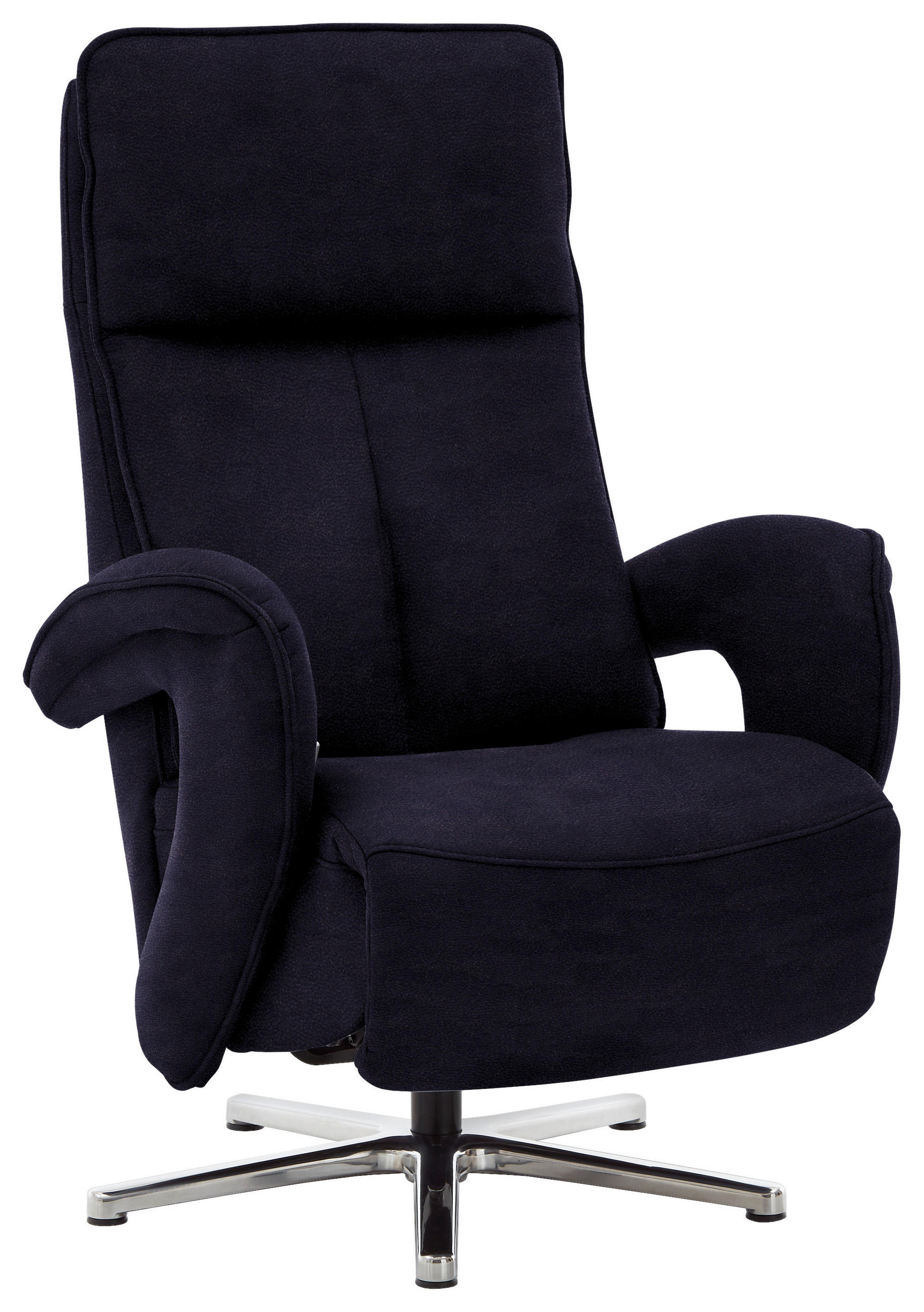 RELAXSESSEL in Textil Schwarz  - Chromfarben/Schwarz, Design, Textil/Metall (77/110/87cm) - Valdera