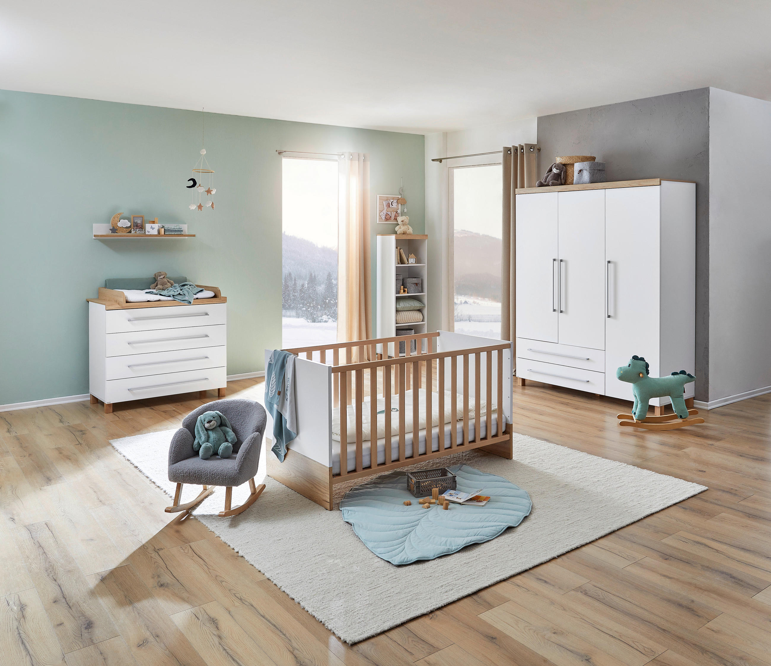 BABYKLEIDERSCHRANK Lennox Fresh  - Silberfarben/Weiß, Basics, Holzwerkstoff (164/198/55,9cm) - Paidi
