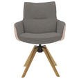ARMLEHNSTUHL  Beinauswahl, Sitzfläche 360° drehbar, Stoff-/Lederauswahl Flachgewebe  Anthrazit, Hellgrau  - Anthrazit/Beige, Design, Holz/Textil (62/90/68cm) - Valnatura