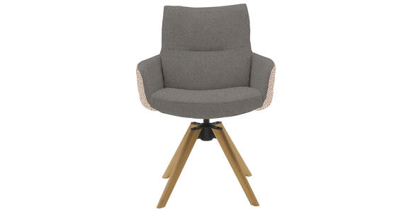 ARMLEHNSTUHL  Beinauswahl, Sitzfläche 360° drehbar, Stoff-/Lederauswahl Flachgewebe  Anthrazit, Hellgrau  - Anthrazit/Beige, Design, Holz/Textil (62/90/68cm) - Valnatura