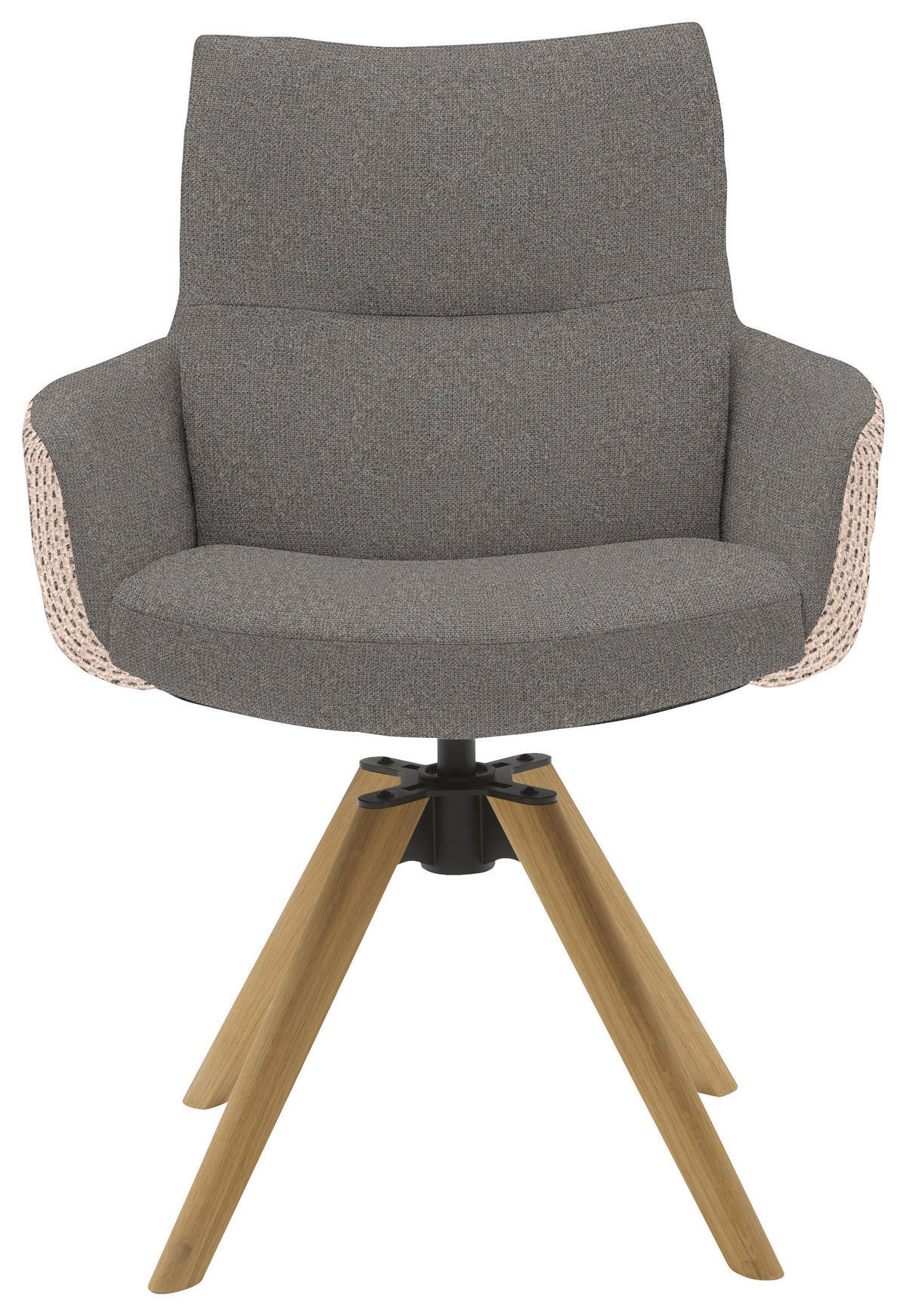 ARMLEHNSTUHL  Beinauswahl, Sitzfläche 360° drehbar, Stoff-/Lederauswahl Flachgewebe  Anthrazit, Hellgrau  - Anthrazit/Beige, Design, Holz/Textil (62/90/68cm) - Valnatura