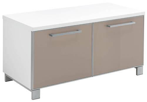 GARDEROBENBANK Weiß, Taupe  - Taupe/Chromfarben, Design, Glas/Metall (84/45/40cm)