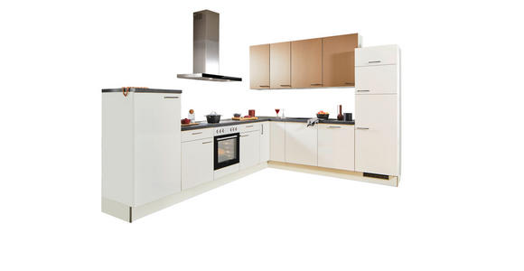 ECKKÜCHE 330/270 cm in Weiß, Bronzefarben - Schwarz/Weiß, Design, Holzwerkstoff/Metall (330/270cm) - Xora
