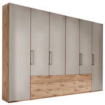 KLEIDERSCHRANK 300/236/58 cm 6-türig Grau, Eichefarben  - Schieferfarben/Eichefarben, KONVENTIONELL, Glas/Holzwerkstoff (300/236/58cm) - Novel