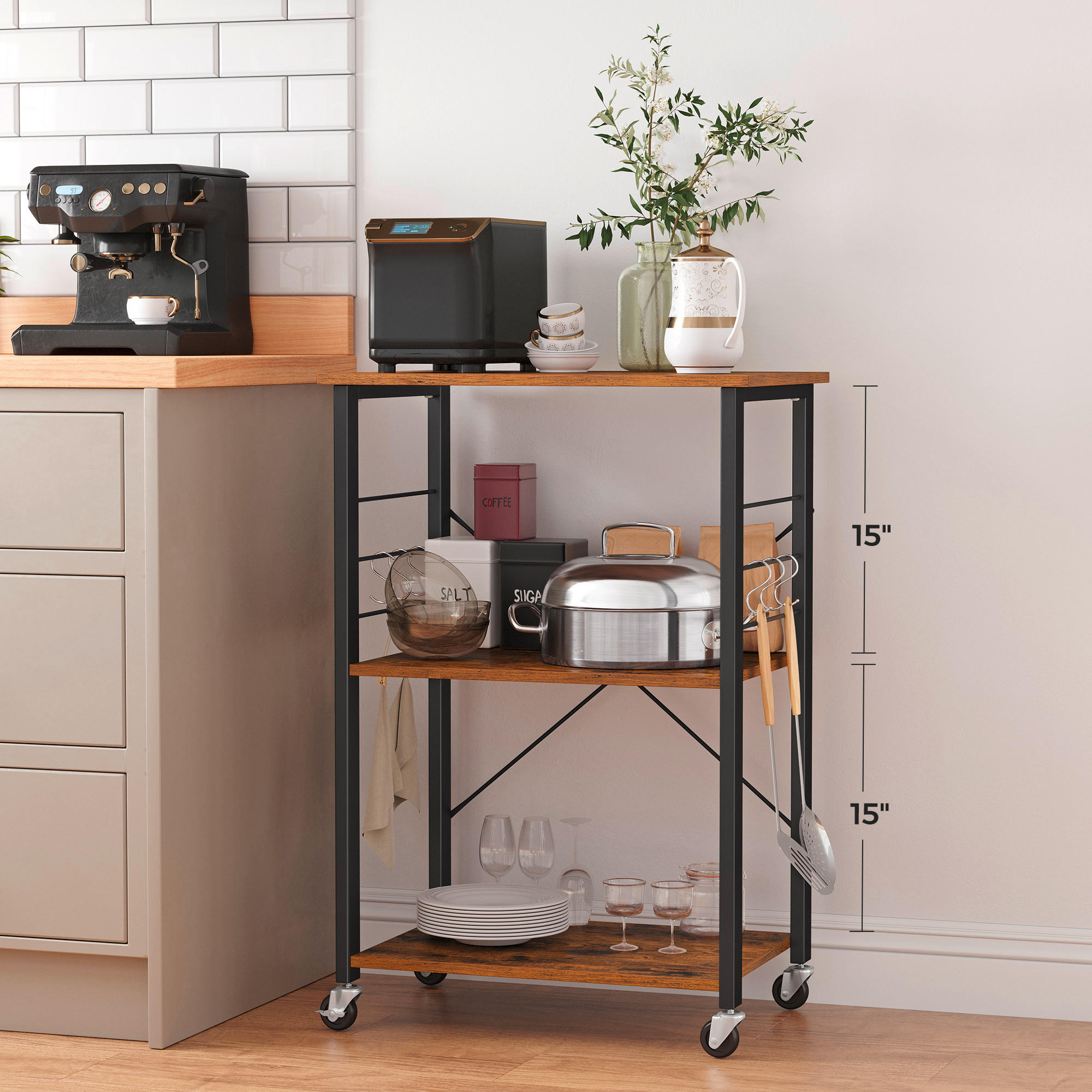 SERVIERWAGEN Braun, Schwarz  - Schwarz/Braun, Trend, Holzwerkstoff/Metall (60/84/40cm) - MID.YOU