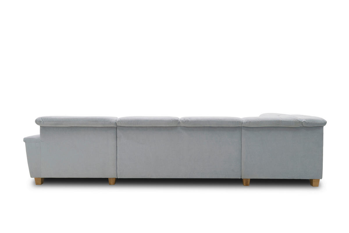 WOHNLANDSCHAFT in Mikrofaser Pastellblau  - Pastellblau/Eichefarben, KONVENTIONELL, Holz/Textil (214/352/170cm) - MID.YOU
