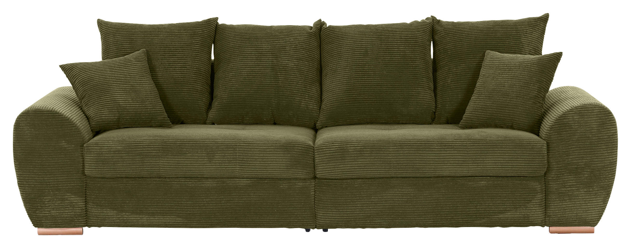 BIGSOFA in Cord Dunkelgrün  - Dunkelgrün/Eichefarben, KONVENTIONELL, Holz/Textil (270/72/109cm) - Carryhome