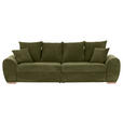 BIGSOFA in Cord Dunkelgrün - Dunkelgrün/Eichefarben, KONVENTIONELL, Holz/Textil (270/72/109cm) - Carryhome
