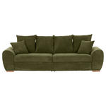 BIGSOFA in Cord Dunkelgrün  - Dunkelgrün/Eichefarben, KONVENTIONELL, Holz/Textil (270/72/109cm) - Carryhome