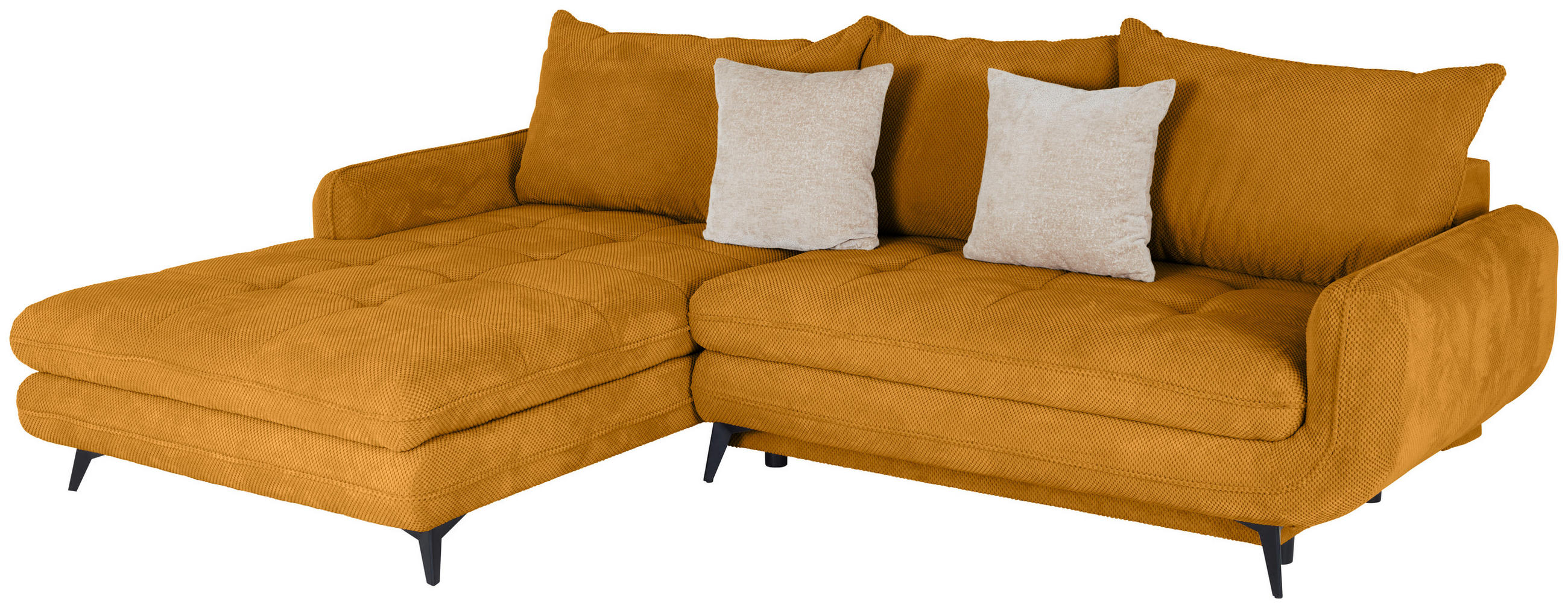 ECKSOFA WAVE Senfgelb Struktur  - Beige/Senfgelb, MODERN, Textil/Metall (189/266cm) - MID.YOU