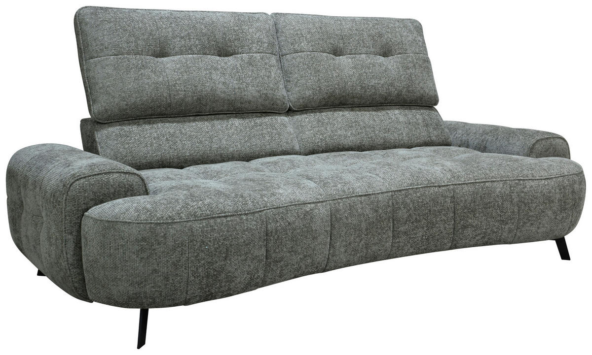 2-SITZER-SOFA Chenille Grau  - Schwarz/Grau, Design, Kunststoff/Textil (230/84/104/111/122cm) - Livetastic