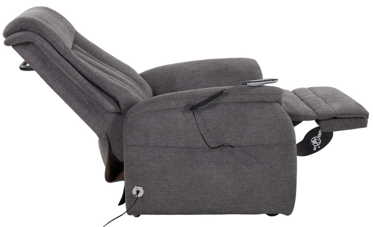 FERNSEHSESSEL  mit Aufstehhilfe Webstoff Dunkelgrau  - Dunkelgrau/Schwarz, KONVENTIONELL, Textil (77/115/90cm) - Cantus