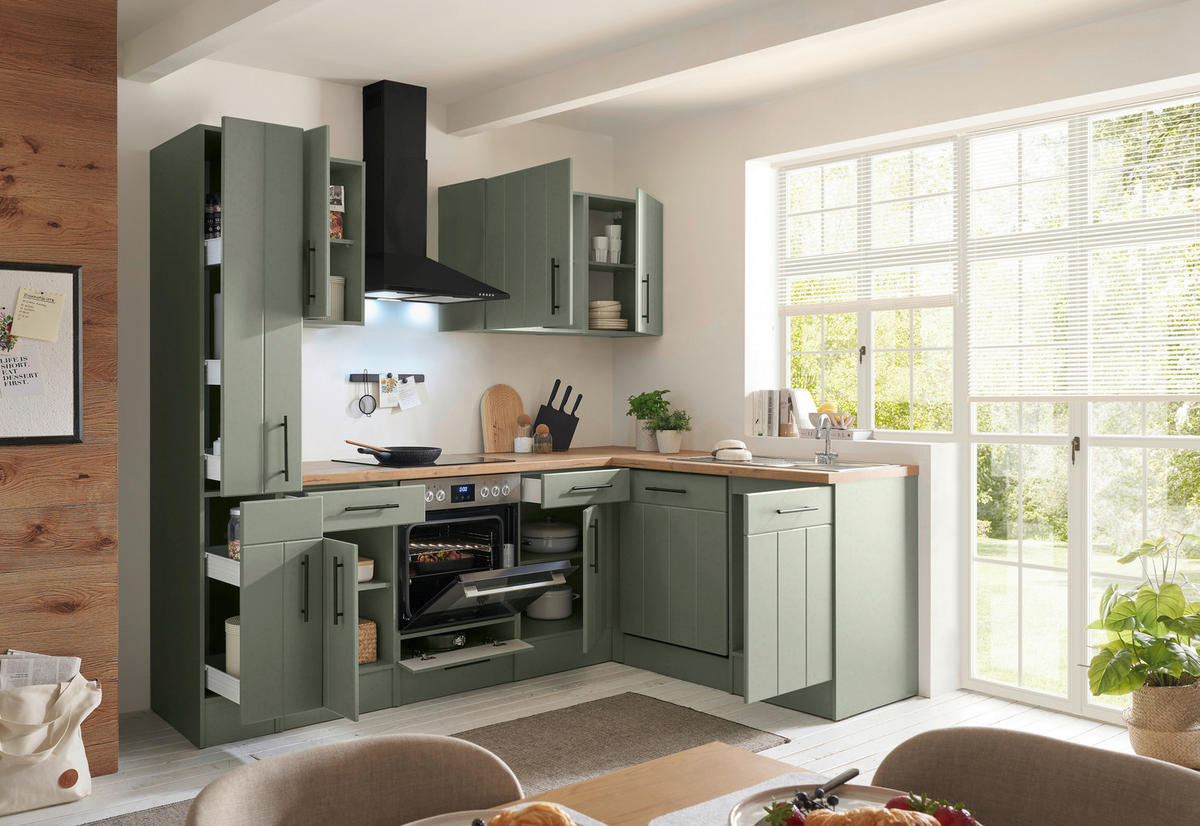 HÖRNKÖK 250/172 cm  i vildek, vassgrön  - vassgrön/vildek, Trend, metall/trämaterial (250/172cm) - Respekta