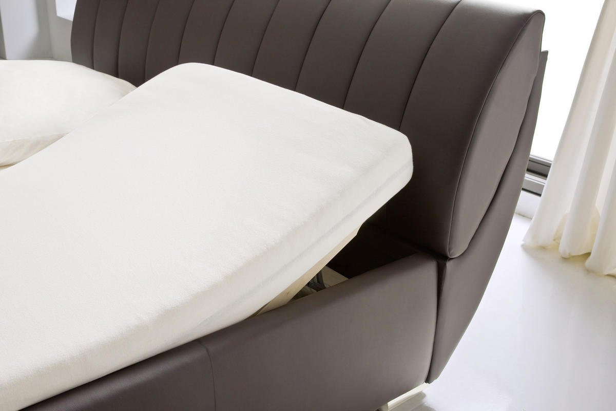 POLSTERBETT 180/200 cm  in Braun  - Chromfarben/Braun, Design, Holz/Textil (180/200cm) - Xora