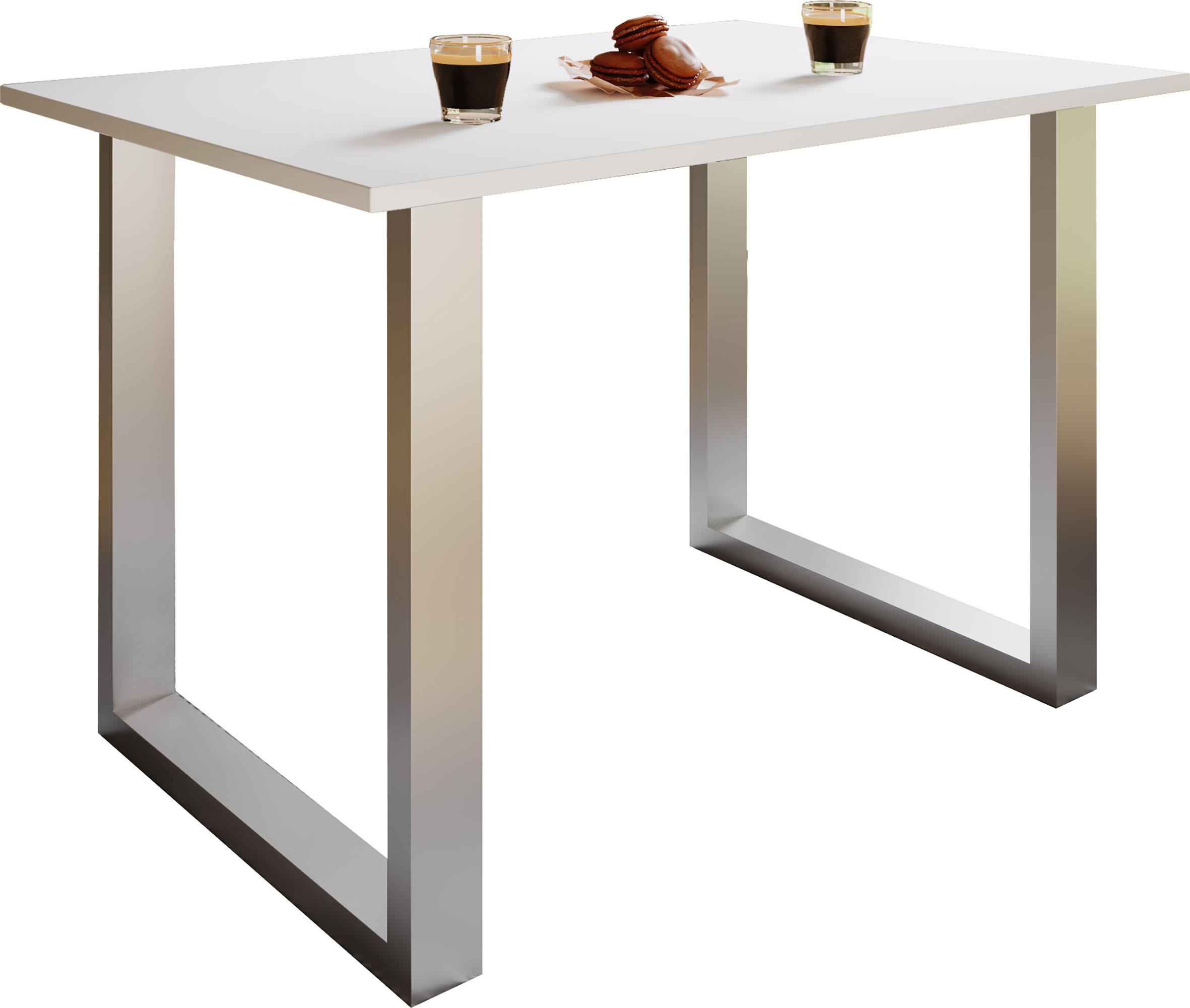 ESSTISCH Silberfarben, Weiß  - Silberfarben/Weiß, Basics, Holzwerkstoff/Metall (110/50/76cm) - MID.YOU