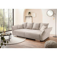 BIGSOFA in Cord Beige  - Chromfarben/Beige, Modern, Kunststoff/Textil (242/71/90/131cm) - Livetastic