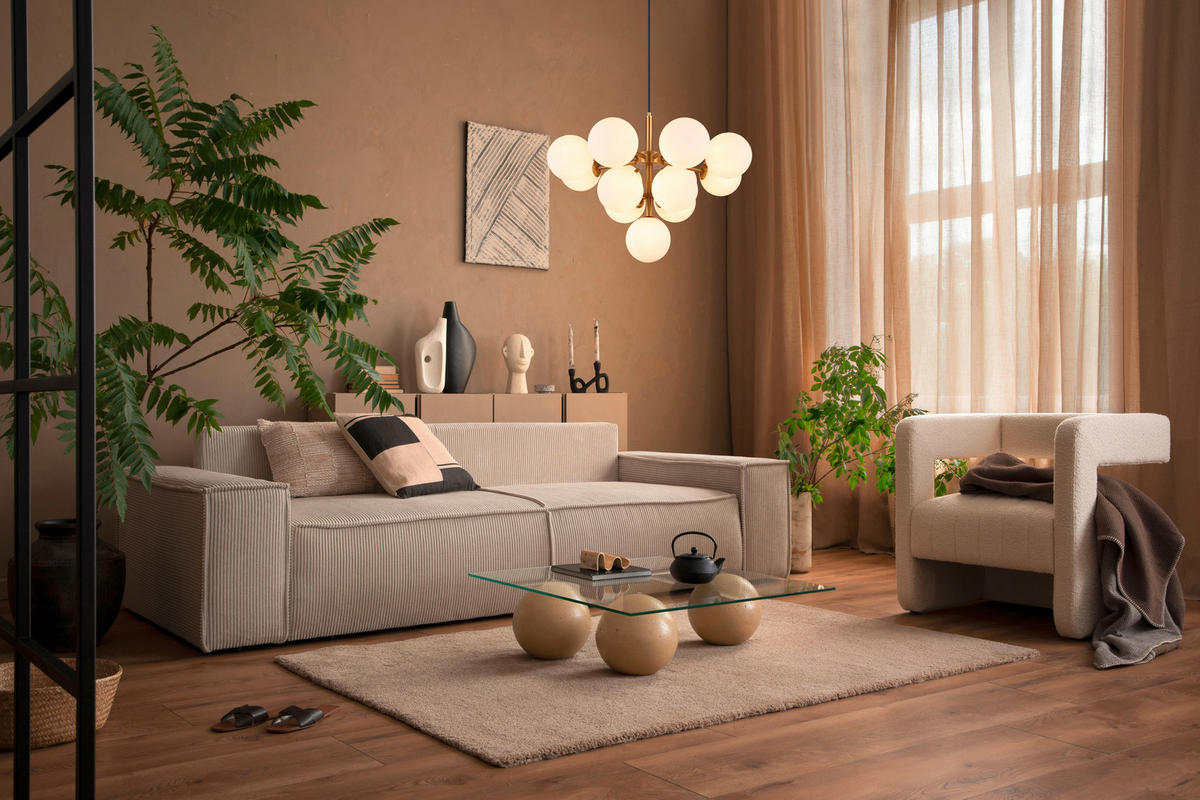 HÄNGELEUCHTE 56/120 cm   - Goldfarben, Design, Glas/Metall (56/120cm) - Globo