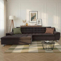 ECKSCHLAFSOFA  MORTON Mikrofaser  - Chromfarben/Schwarz, MODERN, Textil/Metall (304/200/84cm) - MID.YOU