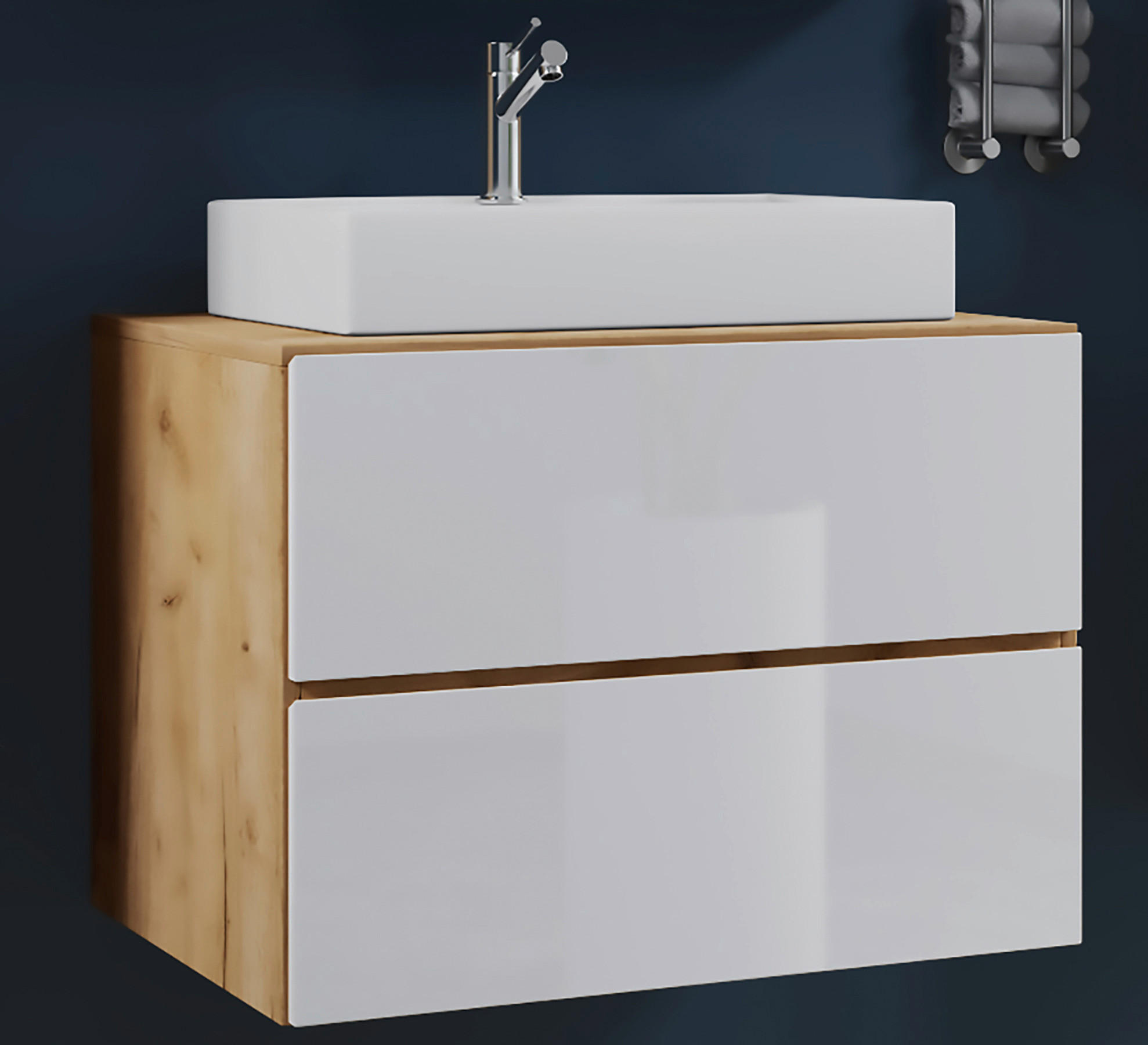 WASCHTISCHKOMBI 80/64,2/51,4 cm  - Honigeiche/Weiß, MODERN, Keramik/Holzwerkstoff (80/64,2/51,4cm) - MID.YOU