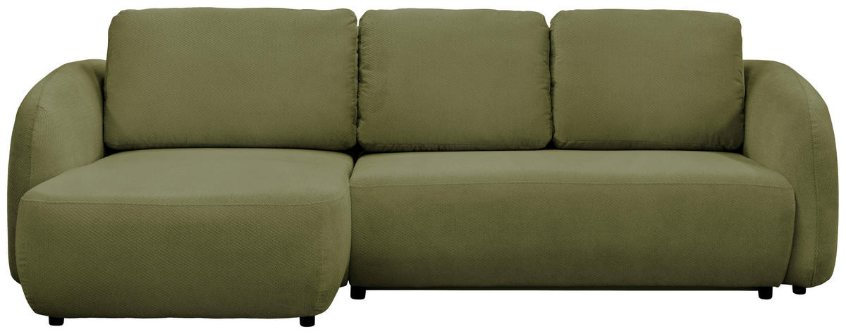 ECKSOFA PORTO Olivgrün  - Schwarz/Olivgrün, Design, Textil (154cm) - MID.YOU