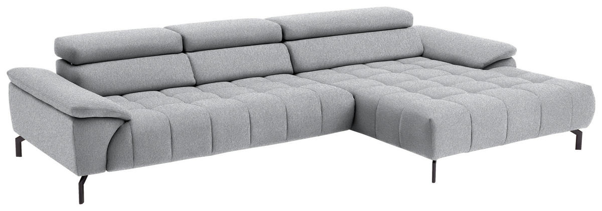 ECKSOFA in Webstoff Hellgrau  329/190 cm  - Hellgrau/Schwarz, Design, Textil/Metall (329/190cm) - Beldomo Style
