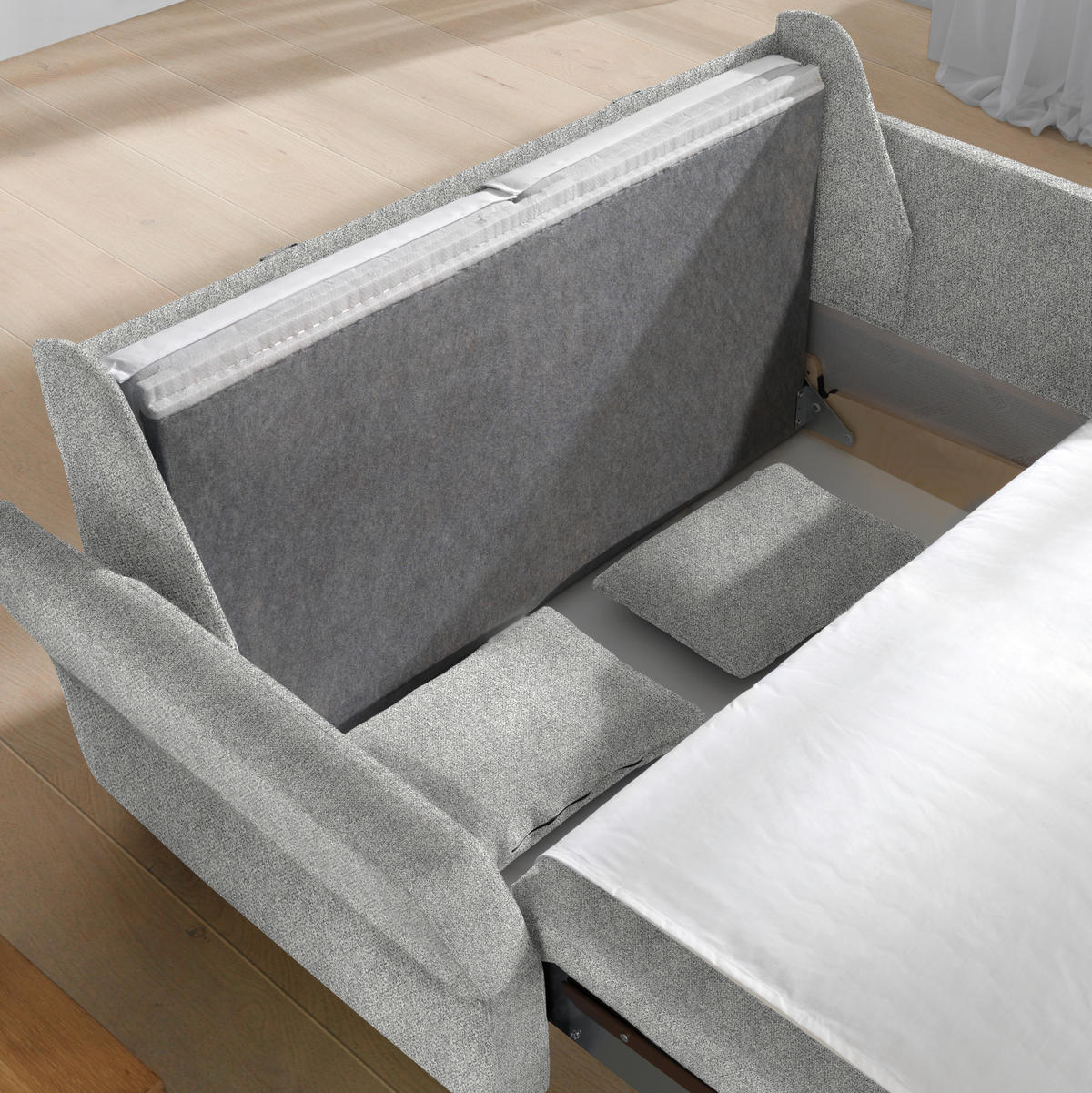 SCHLAFSOFA  in Mikrovelours Naturfarben  - Alufarben/Naturfarben, KONVENTIONELL, Kunststoff/Textil (176/88/91cm) - Sedda