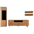 WOHNWAND 3-teilig  in Wildeiche  340/209/50 cm  - Wildeiche/Anthrazit, Natur, Glas/Holz (340/209/50cm) - Linea Natura