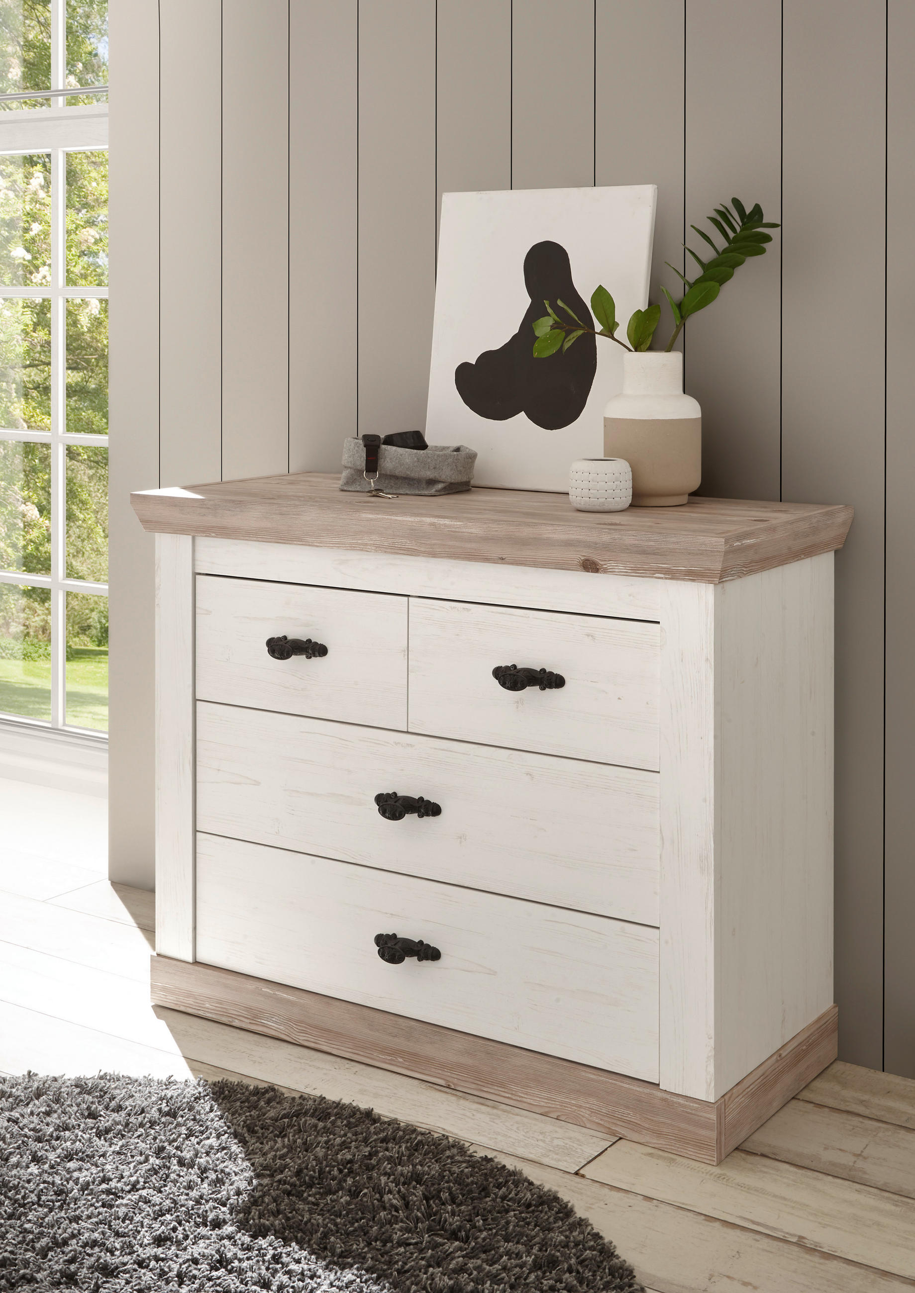 KOMMODE  in 107/87/45 cm  - Hellbraun/Schwarz, Design, Holzwerkstoff/Metall (107/87/45cm) - MID.YOU