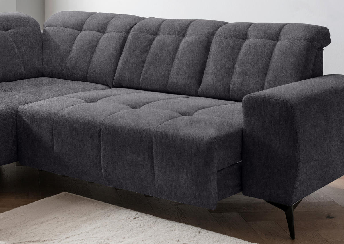ECKSOFA Anthrazit Mikrofaser  - Anthrazit/Schwarz, MODERN, Textil/Metall (200/261cm) - Livetastic