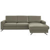 ECKSOFA in Echtleder Hellgrau  - Hellgrau/Schwarz, Design, Leder/Metall (267/165cm) - Lomoco