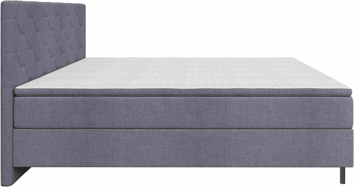 BOXSPRINGBETT 200/200 cm,  in Grau, Matratze, Topper, H2 + H2 = mittel  - Schwarz/Grau, KONVENTIONELL, Textil/Metall (200/200cm) - Chameo