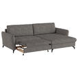 ECKSOFA in Flachgewebe, Leinenoptik Taupe  - Taupe/Schwarz, Design, Textil/Metall (242/170cm) - Xora