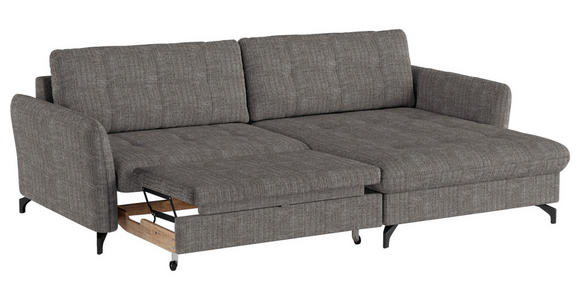 ECKSOFA in Flachgewebe, Leinenoptik Taupe  - Taupe/Schwarz, Design, Textil/Metall (242/170cm) - Xora