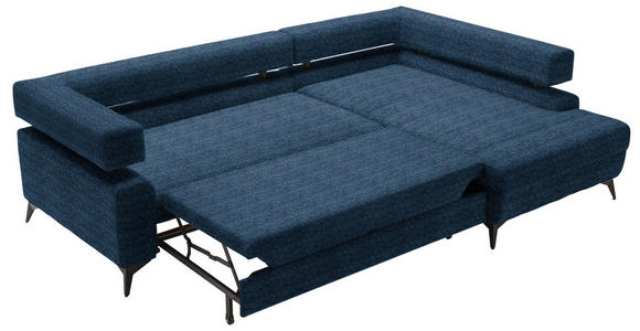 ECKSOFA in Chenille Dunkelblau  - Schwarz/Dunkelblau, KONVENTIONELL, Textil/Metall (265/184cm) - Hom`in